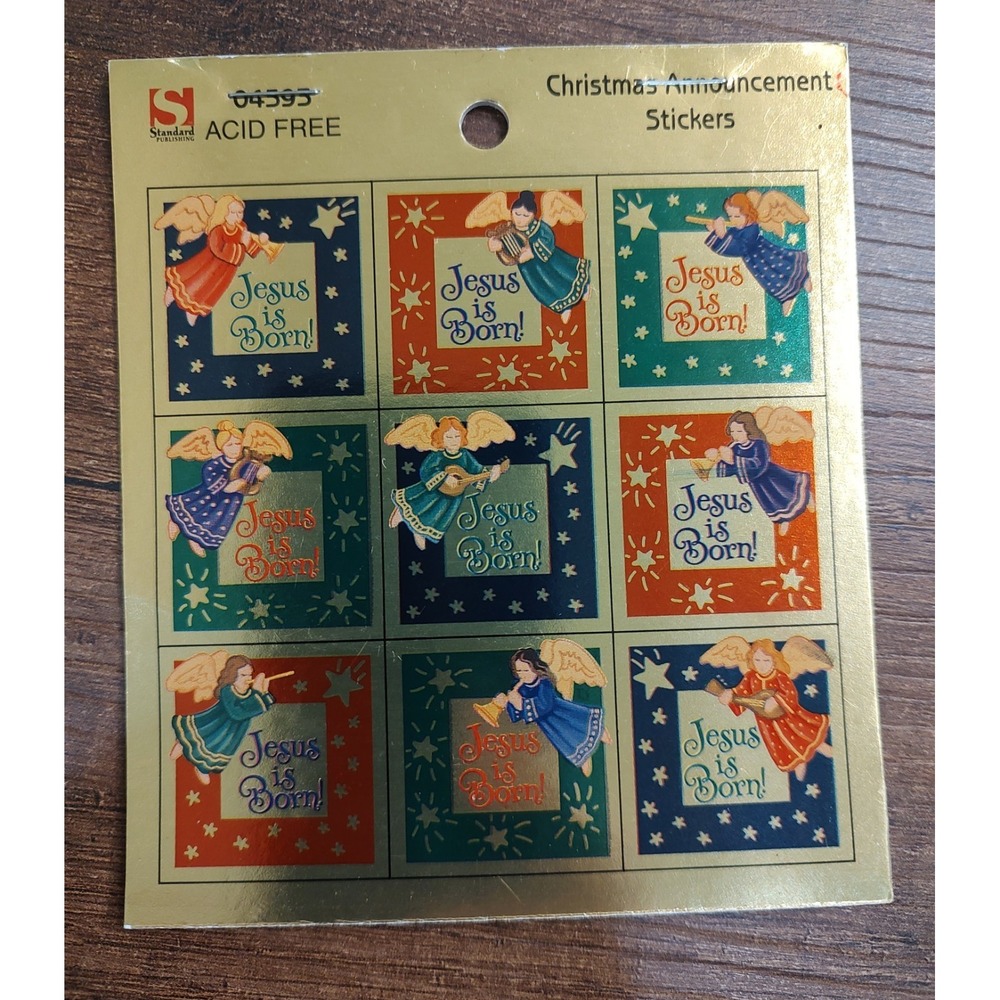 Vintage Standard Publishing Christmas Announcement Stickers Seals Jesus Is Born